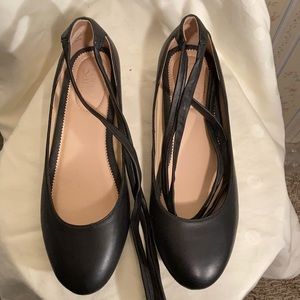 Franco Sarto Black Leather Ballet Flats sz 7.5W